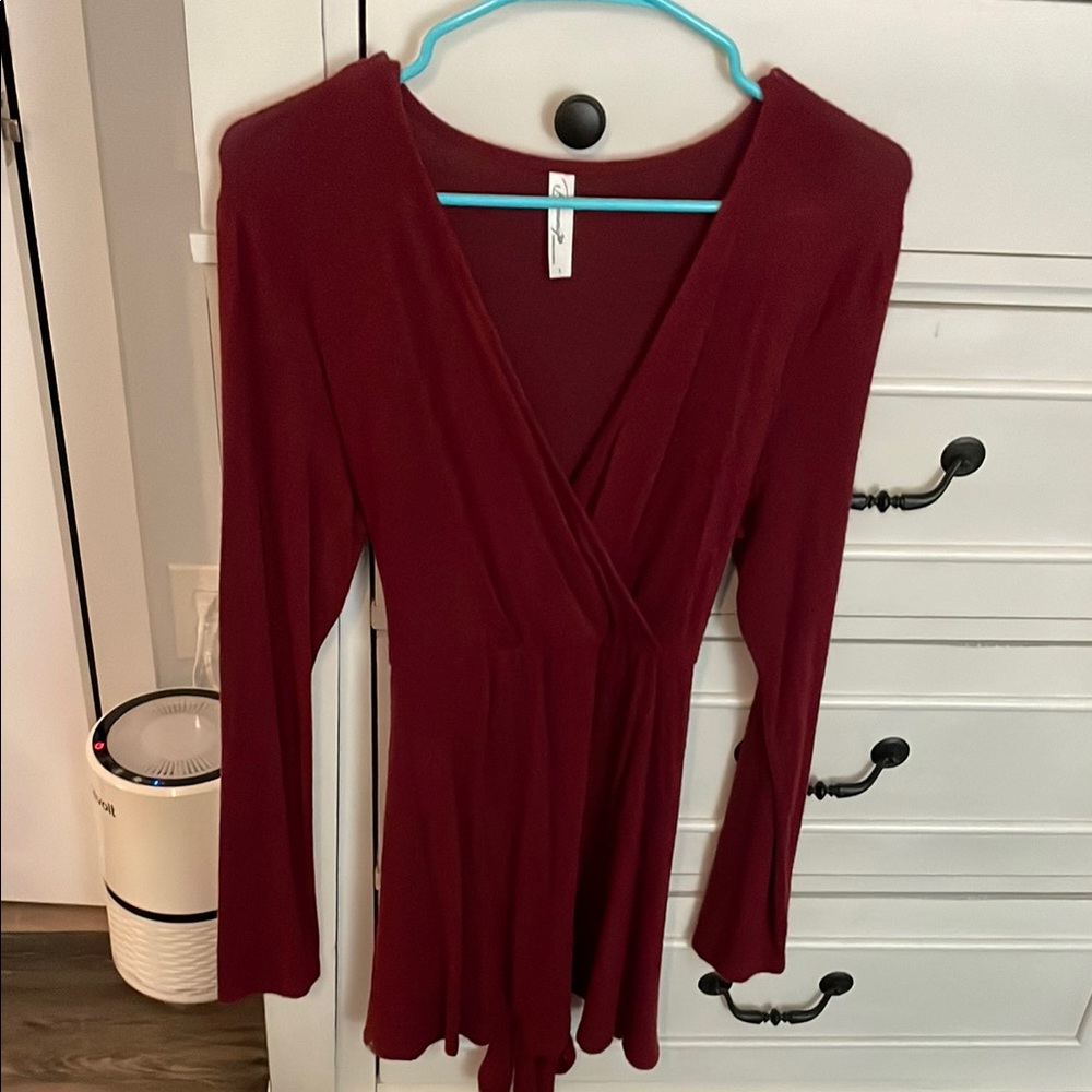 Elegant Burgundy Wrap Top